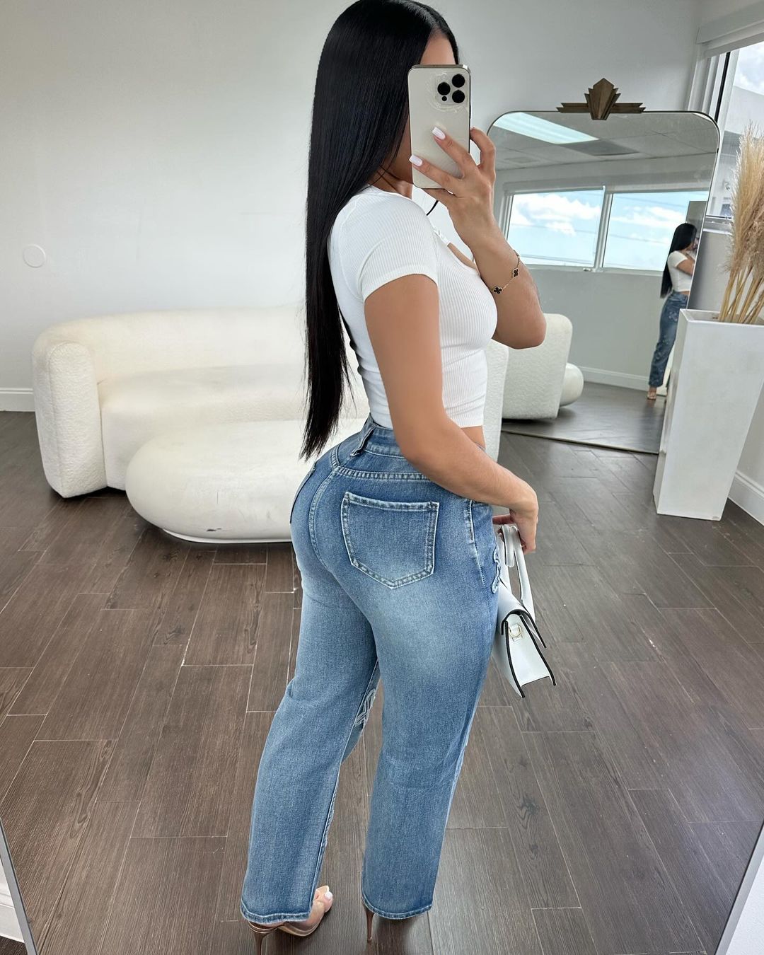 2021# Denim pants with cross details