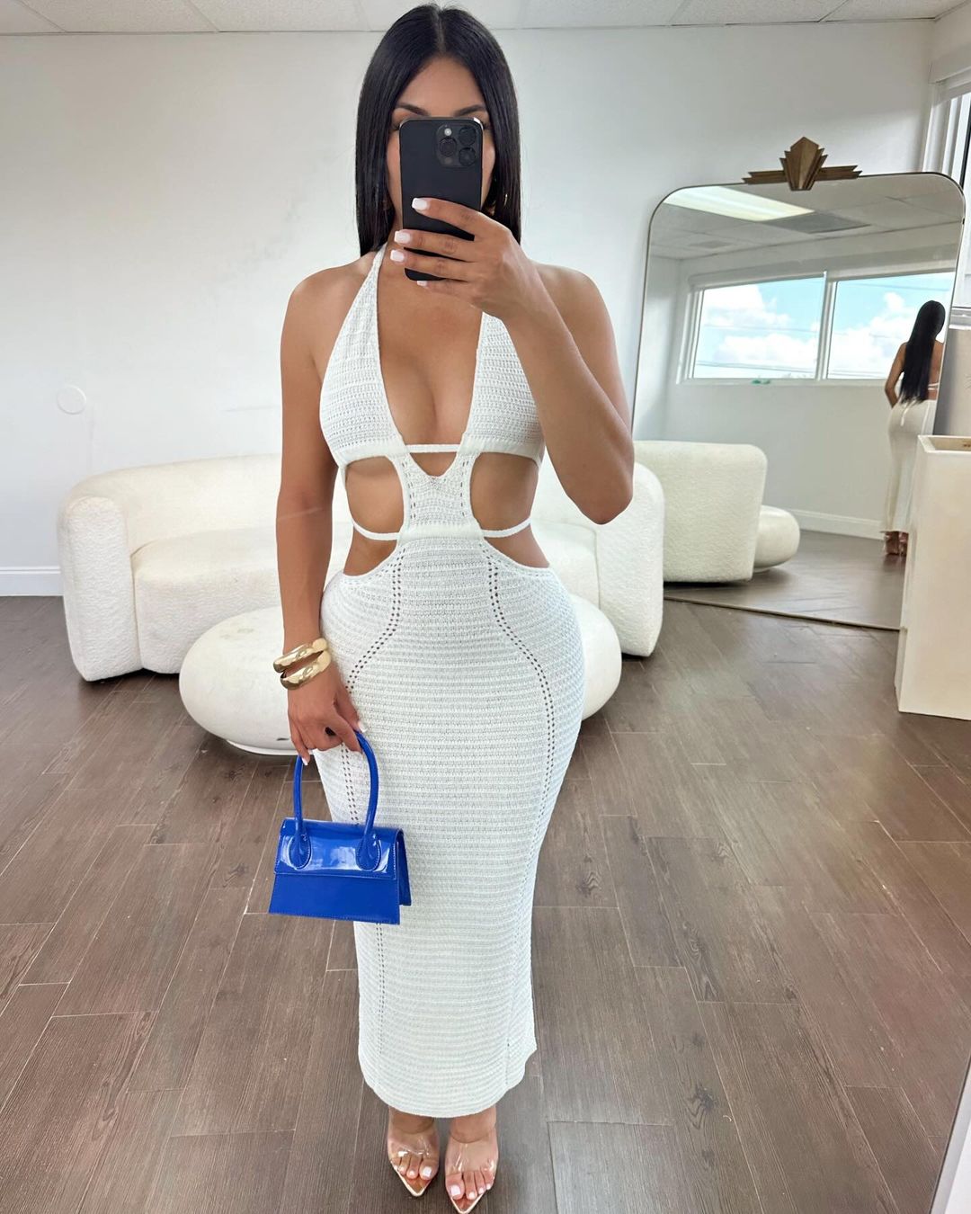 2024# Strapless V-Neck Mesh Dress