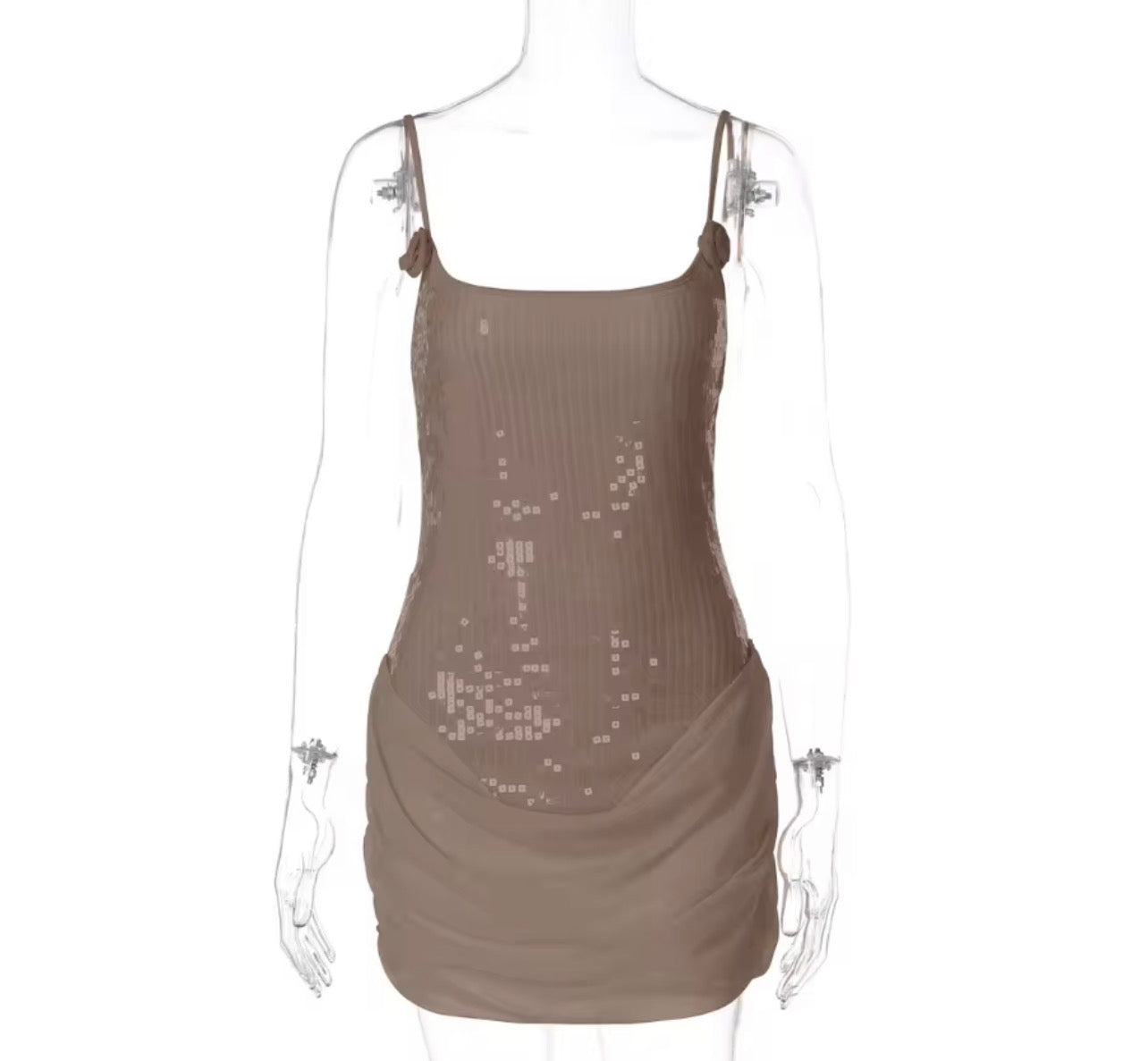 MINI LUXE Vestido curto e elegante com alças finas, modelo bodycon, com drapeado, perfeito para festas e coquetéis