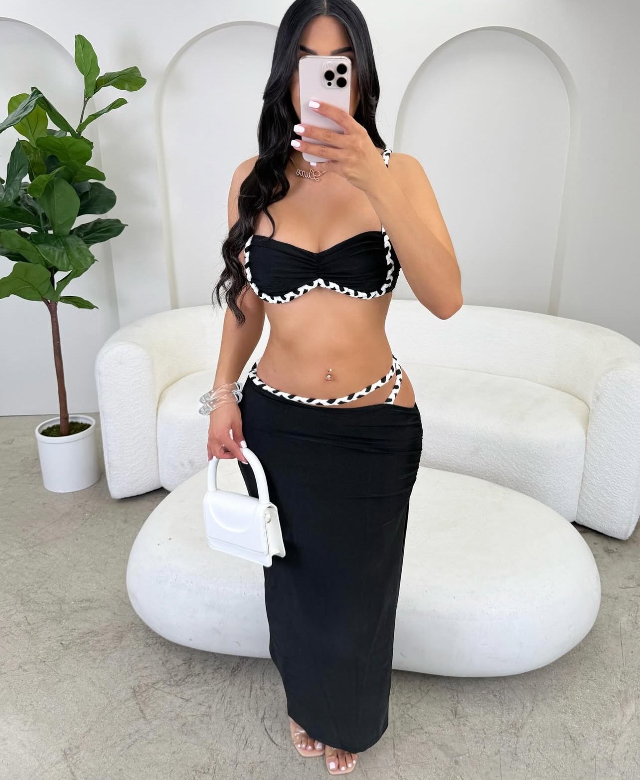 CJ1106# conjunto de verão com saia longa irregular