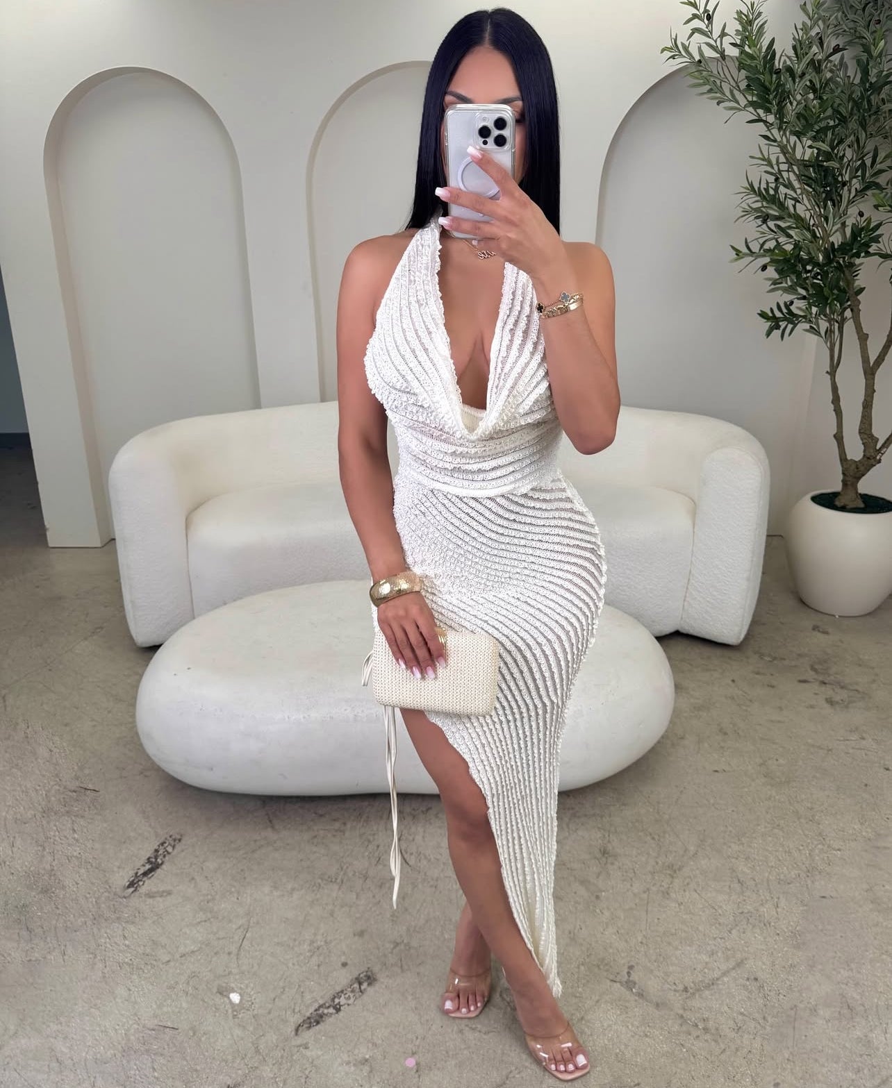 MD80033 Vestido casual alta fenda