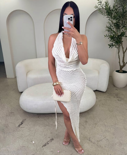 MD80033 Vestido casual alta fenda