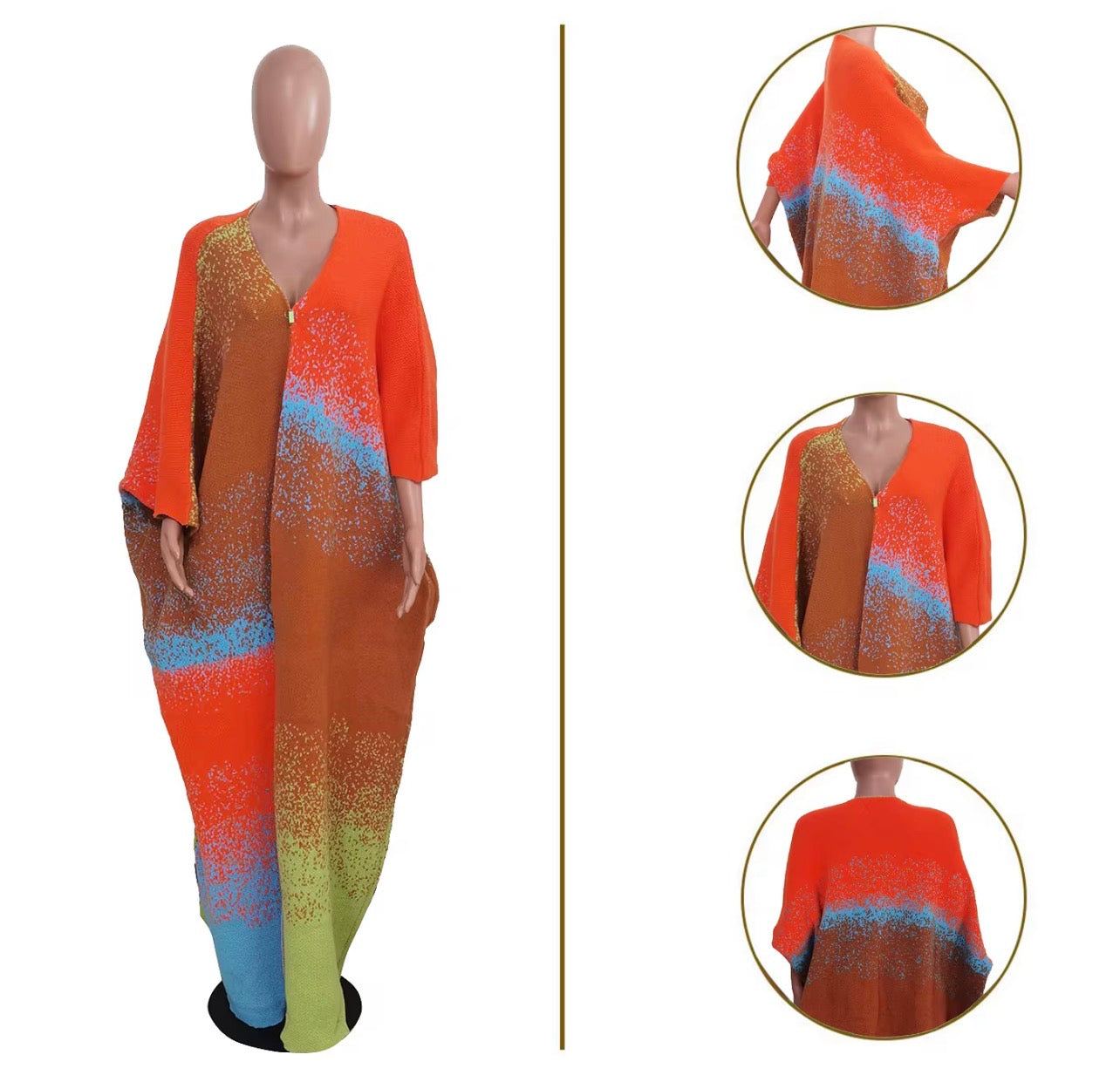 USMODE  Cardigan de Tricô com Ponto Aberto, Estilo Patchwork Grosso, Elegante, Solto ,Casual e Estampados