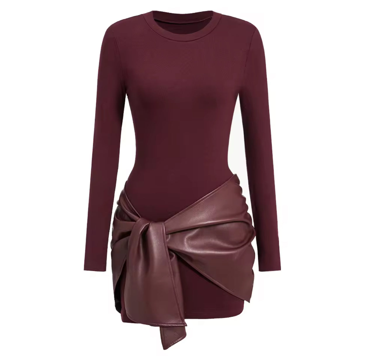 200019# Vestido curto cor sólida e manga comprida