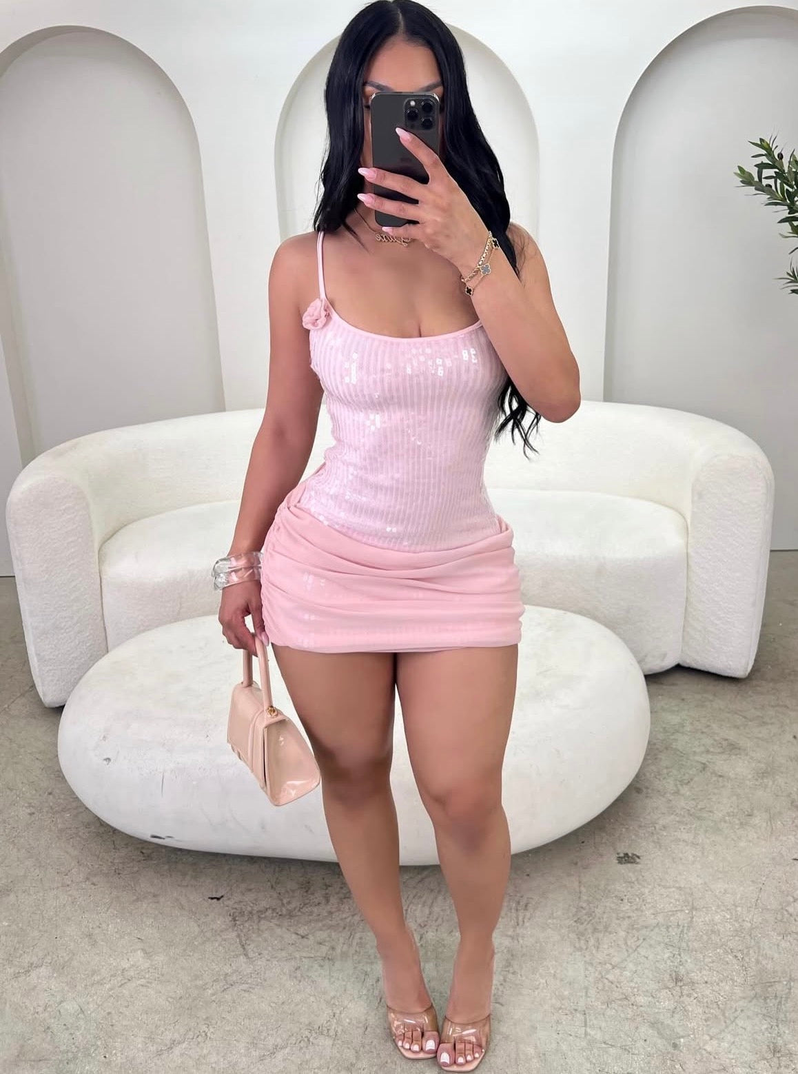 MINI LUXE Vestido curto e elegante com alças finas, modelo bodycon, com drapeado, perfeito para festas e coquetéis