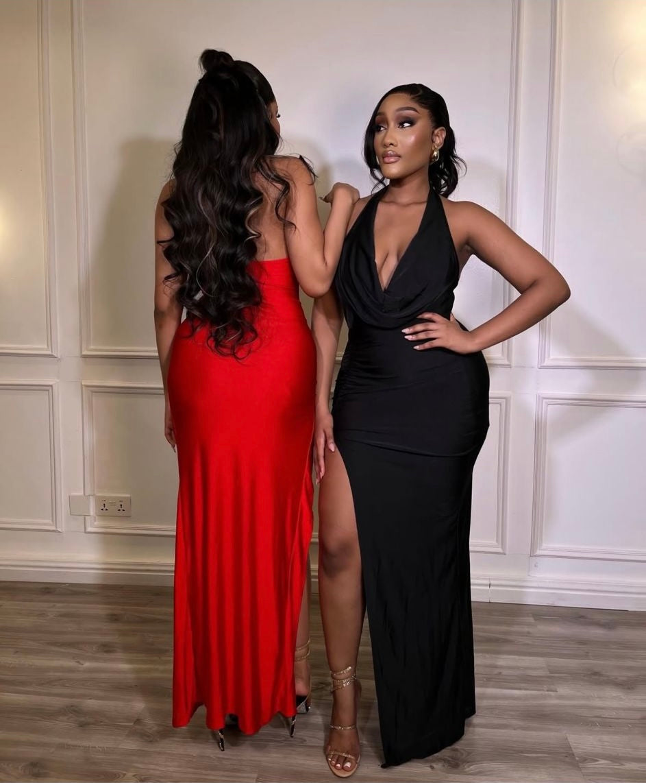 VL10157# vestido midi com fenda lateral