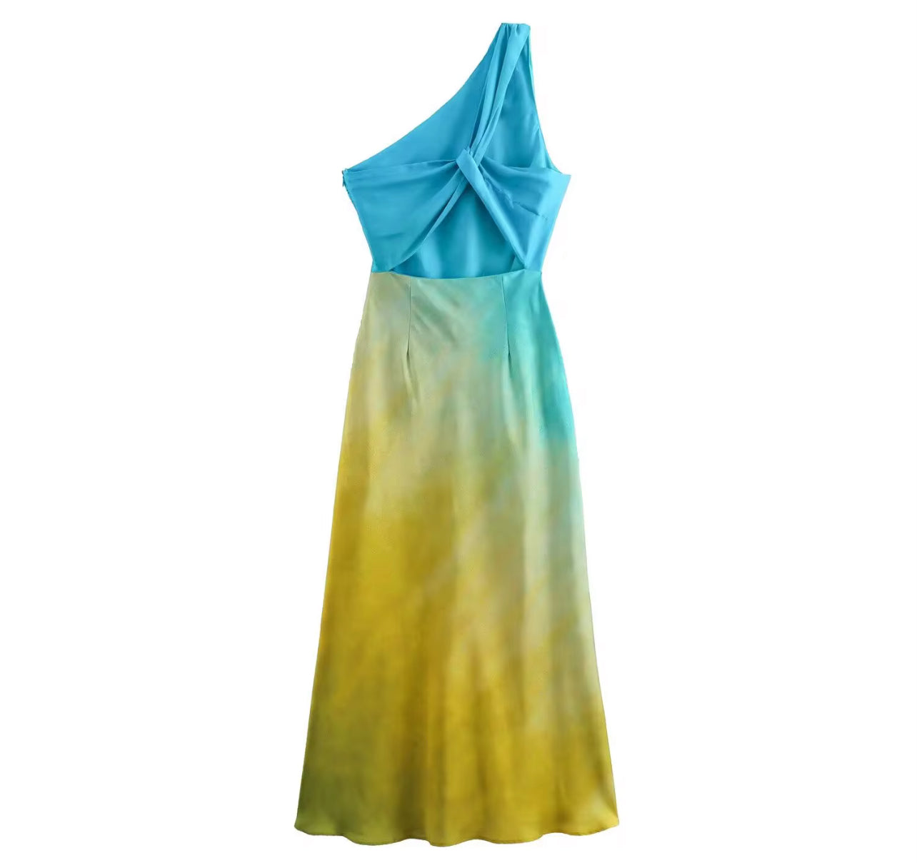 V1013# vestido de cetim oceano