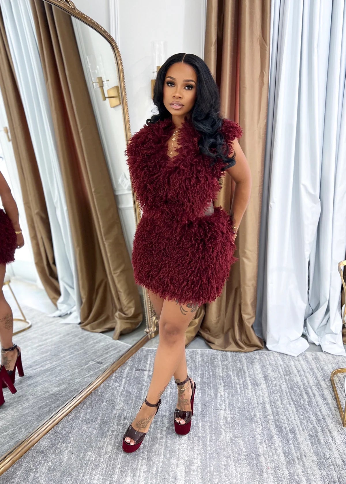 USMODE Conjunto com pelos sexy