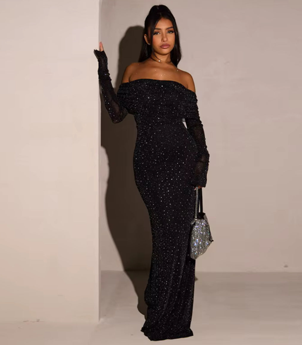 200015# vestidos com brilhante ombro a ombro