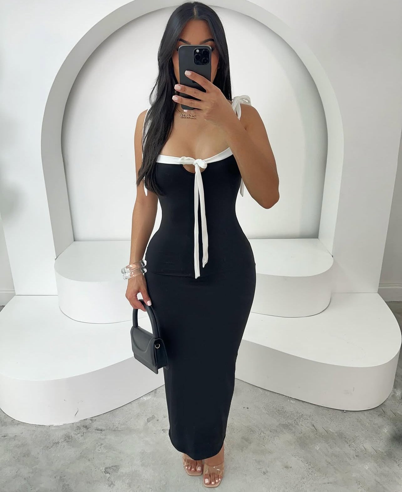 80063 Vestido outono inverno com nó frontaljusto elegante