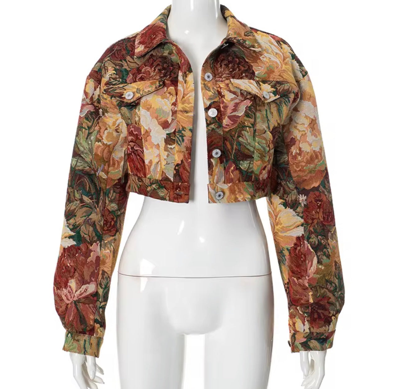 US MODE Jaqueta feminina casual , floral, adequada para viagens diárias, compras, festas, festivais, casual de rua, brunch