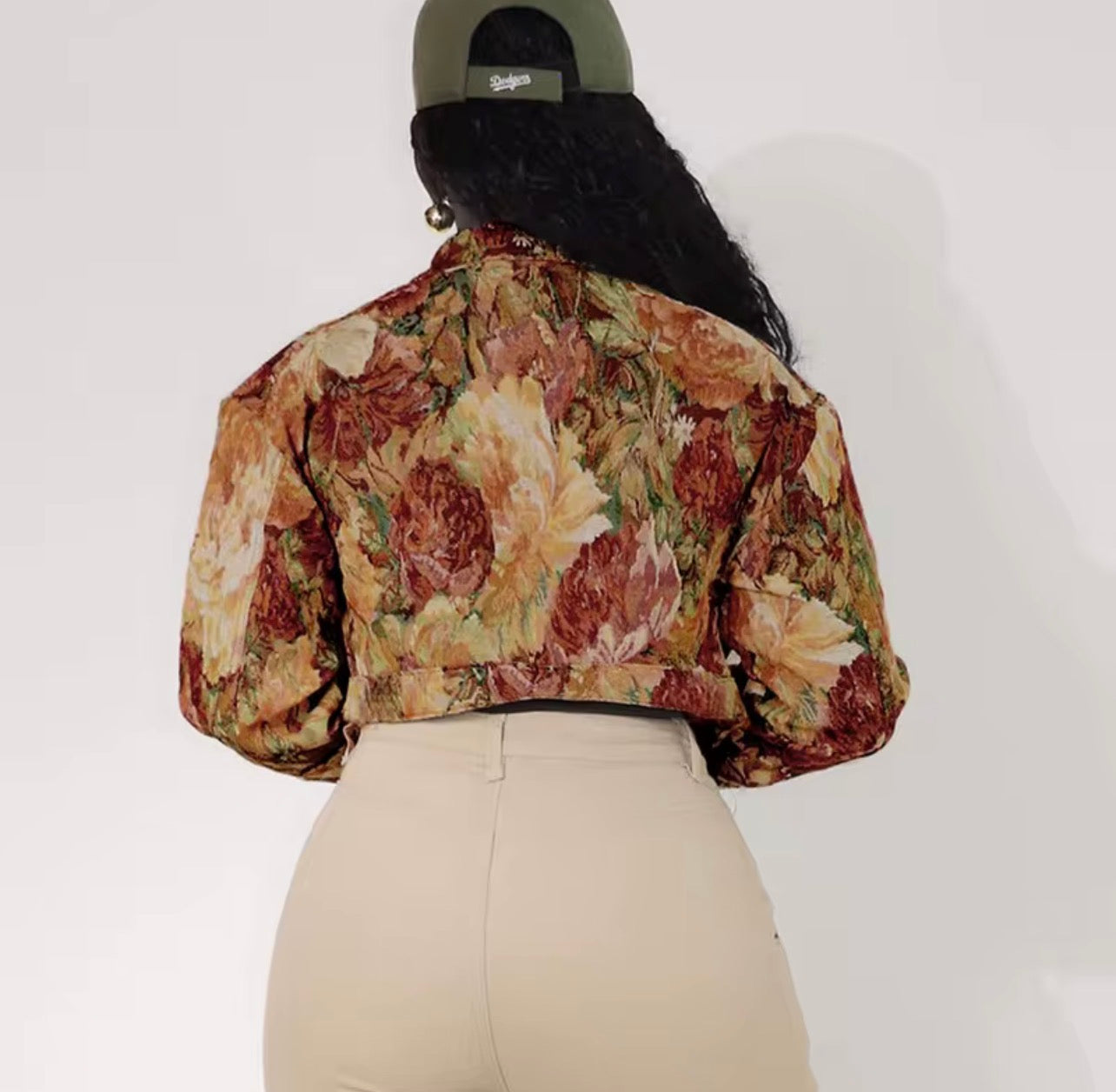 US MODE Jaqueta feminina casual , floral, adequada para viagens diárias, compras, festas, festivais, casual de rua, brunch