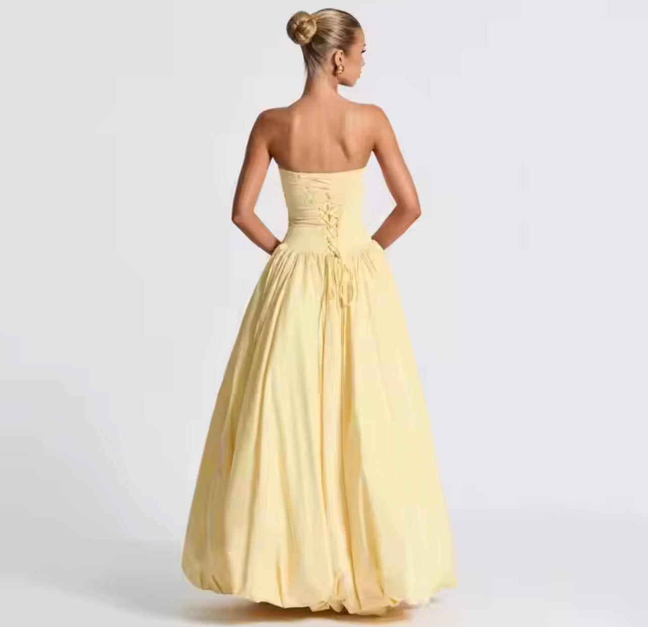 VL80076 Vestido sem alças bufante