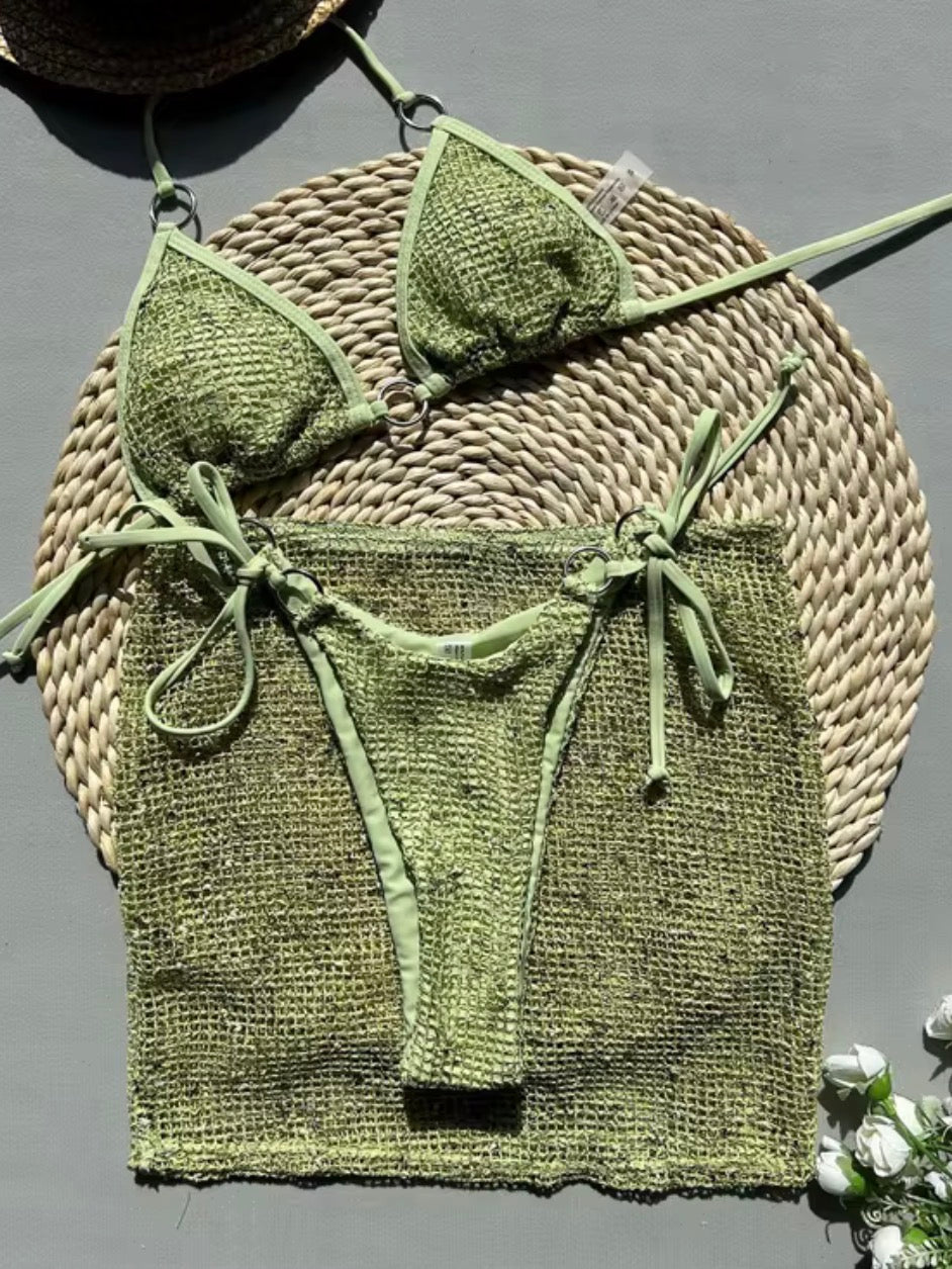 Conjunto 3 peças praia e férias com amarração