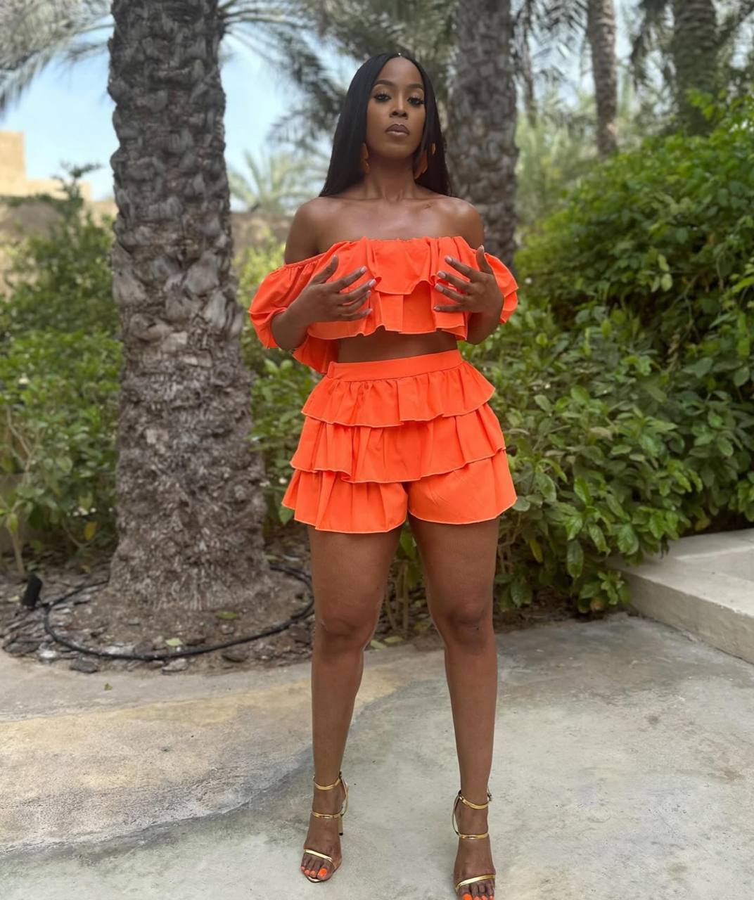 CJ80013#Conjunto Saia calção com babado duplo