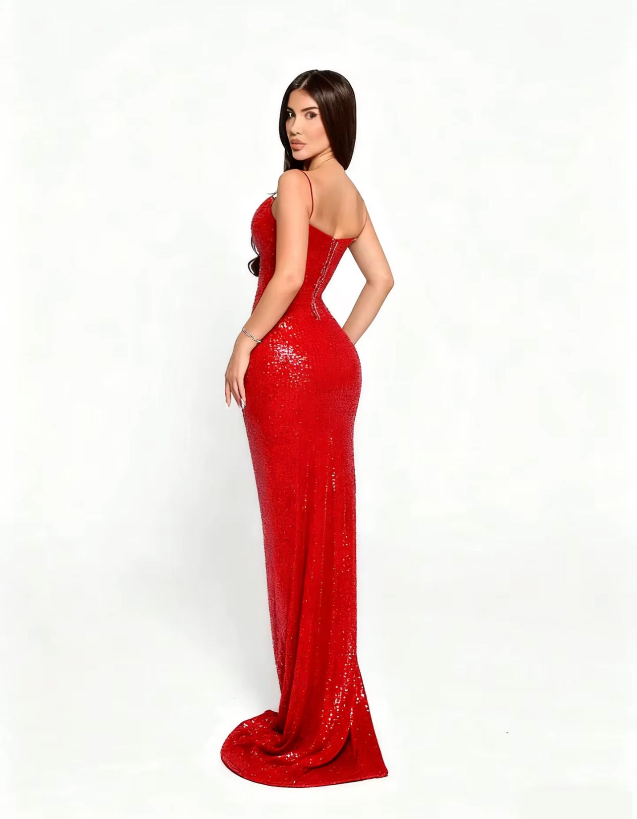 19990# Vestido de lantejoulas com fenda