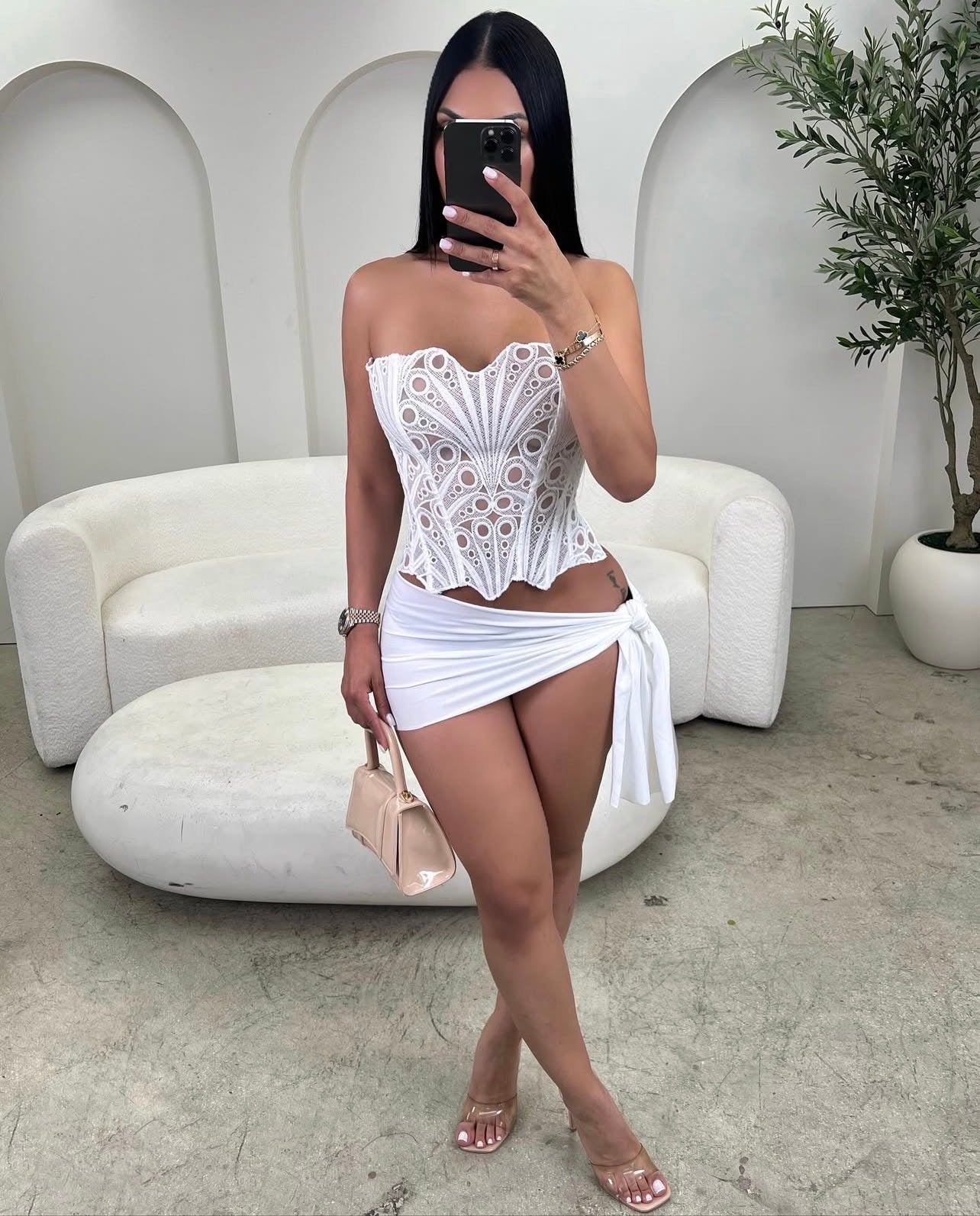 cropped elegante em tule transparente