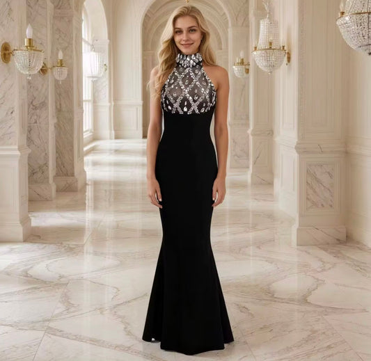 Edit Vestido longo com prestas elegante