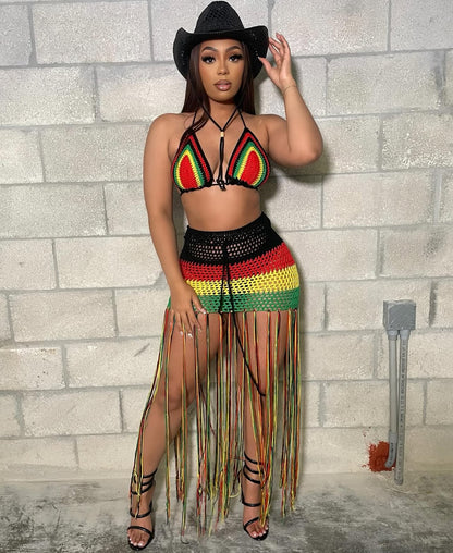 V1102# conjunto de renda jamaicano