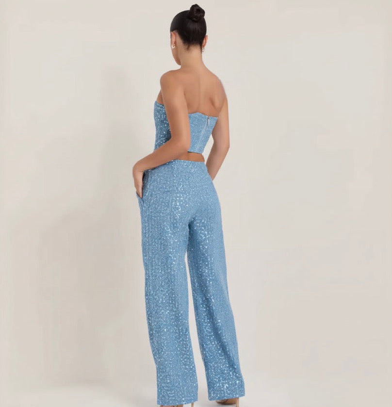 Conjunto jeans com brilhantes