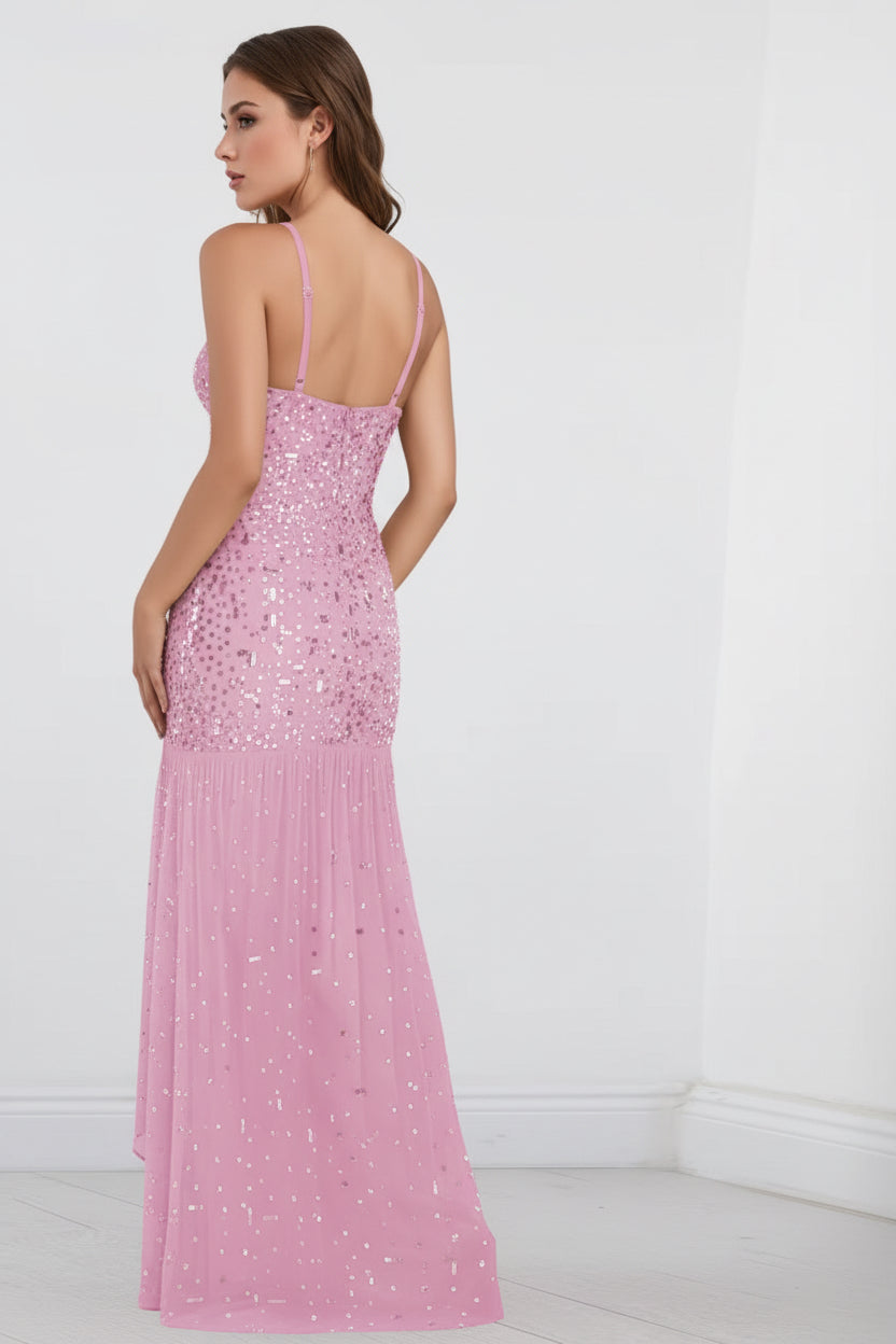 Vestido longo com pedras brilhantes