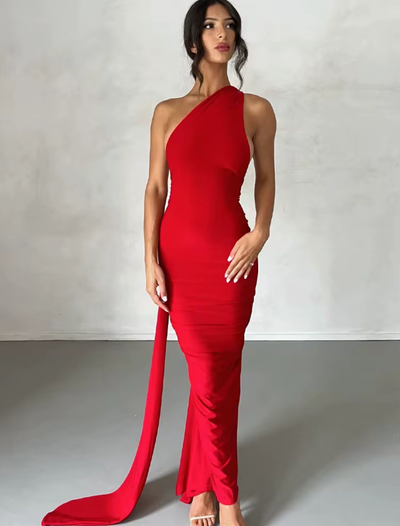 VM10501# vestido longo justo fraseando atrás