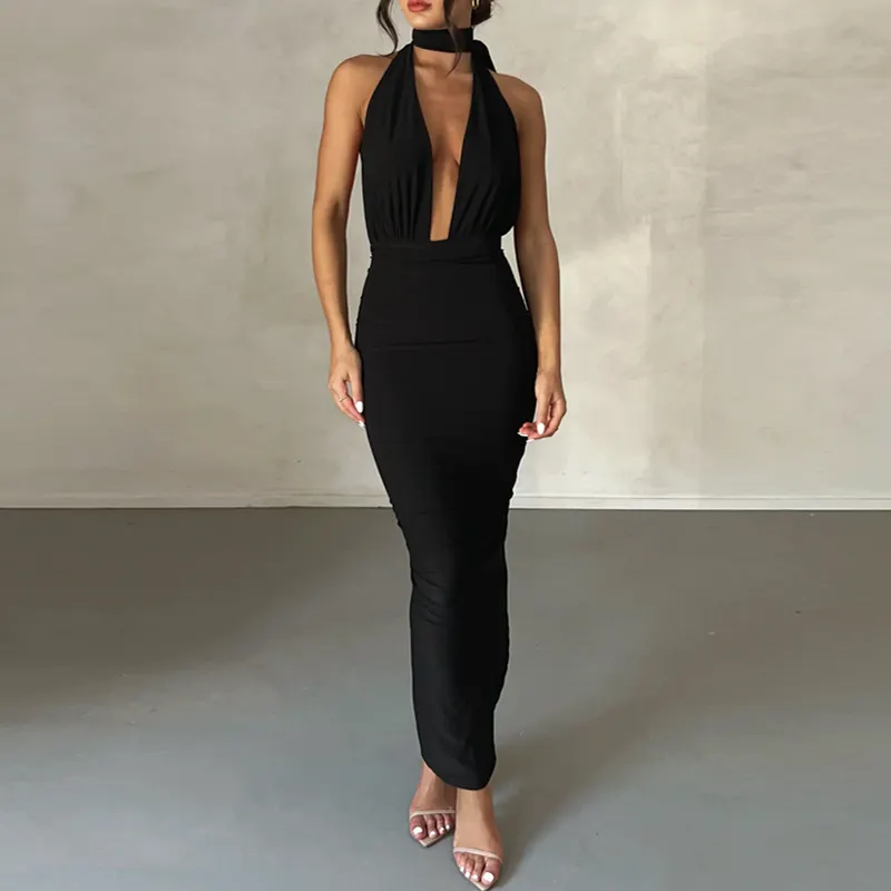 #1136 Long irregular fitted dress