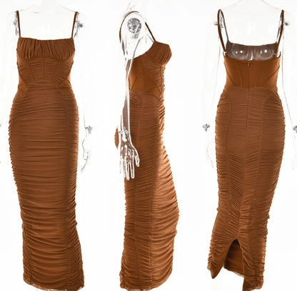 Vestido bustier fruncido de punto con espalda abierta n.° 1823