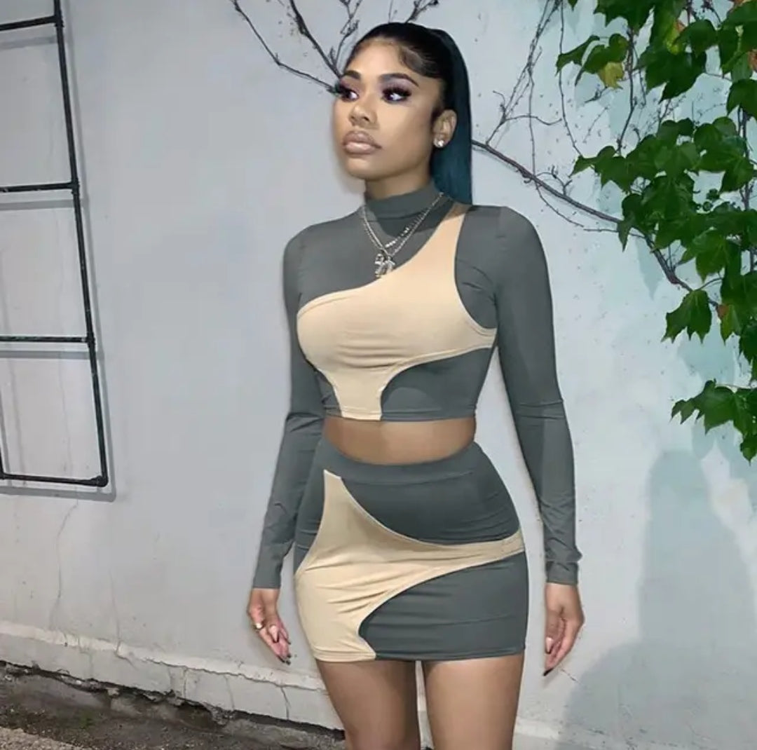 1721# conjunto irregular manga longa em cor cinza