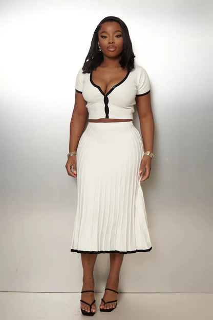 #7019 conjunto de malha casual v-neck