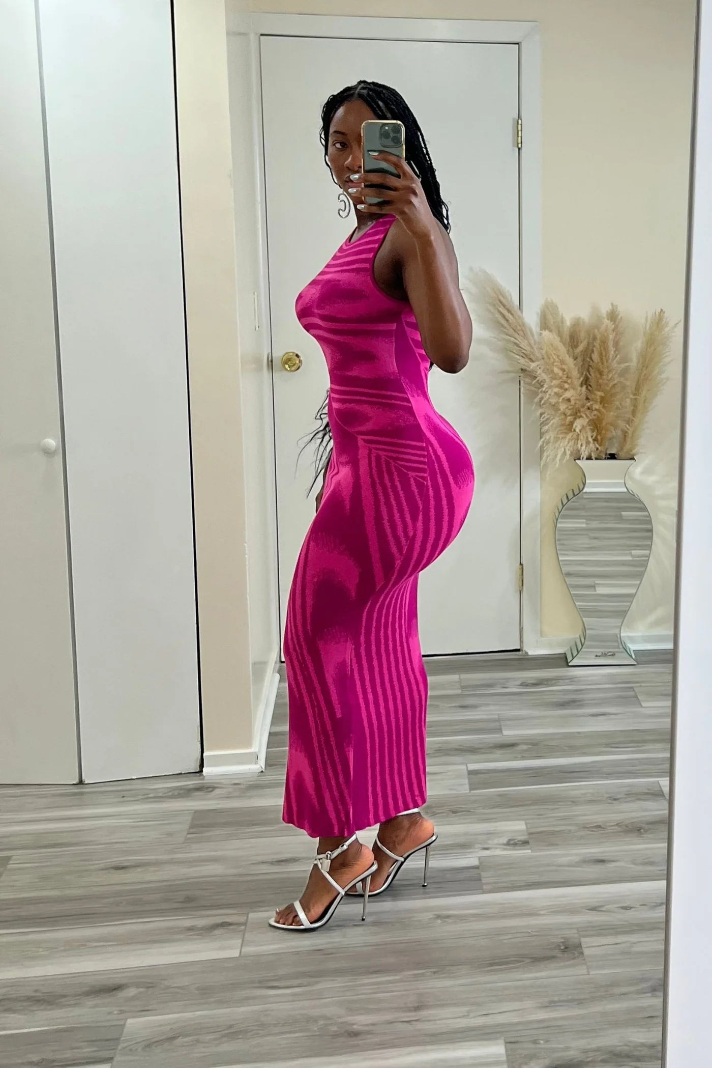 80070 Saia logo , cor sólida, casual, solta, de malha, sem costas, com fenda alta