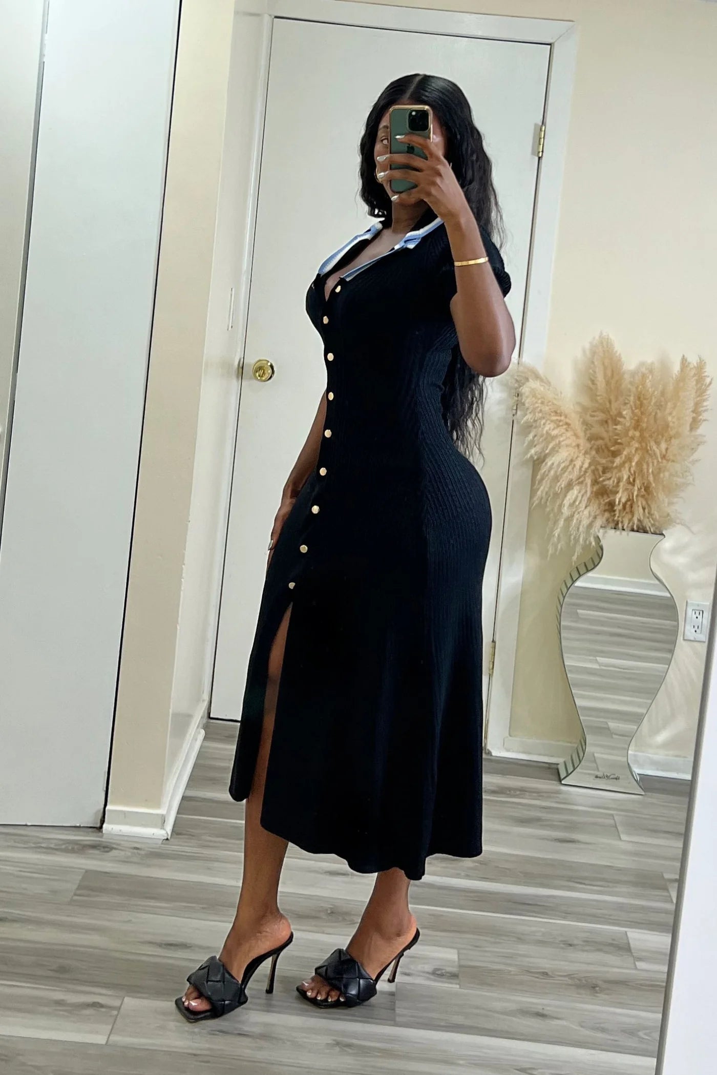 #7037 vestido midi em malha bordado