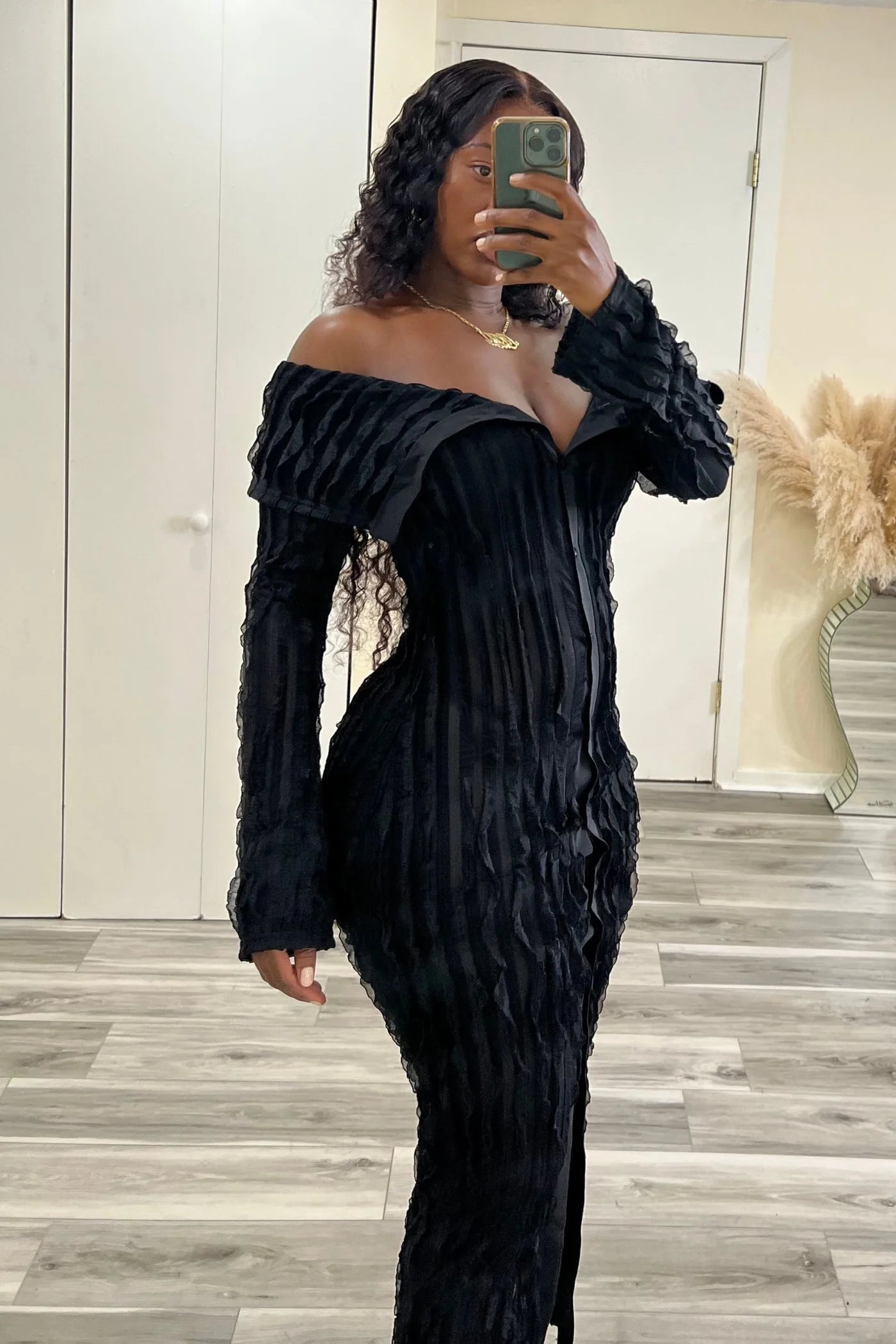 #7042 vestido cardigan ruffle