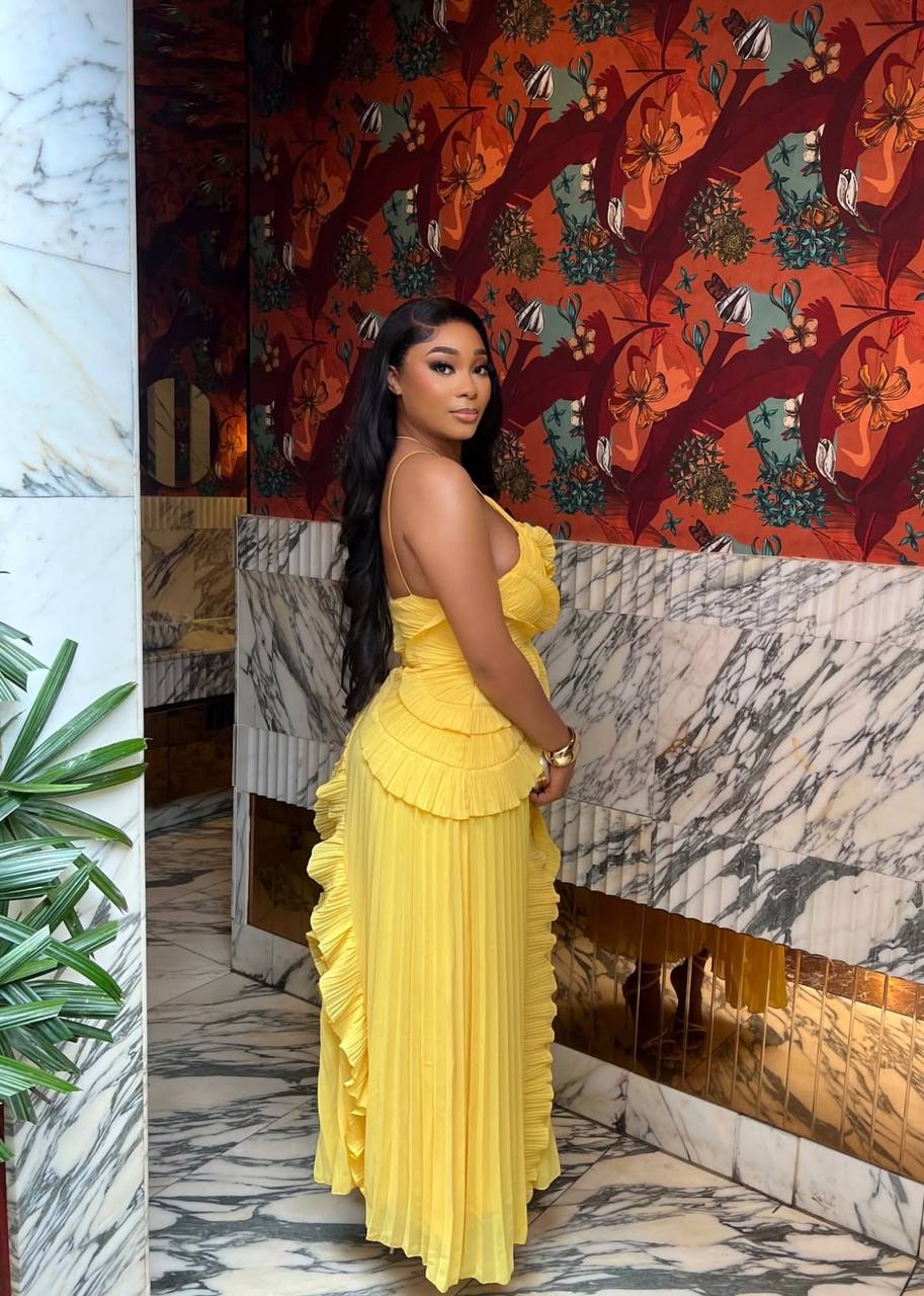 VL80059 Vestido longo assimétrico babados, para baile, elegante