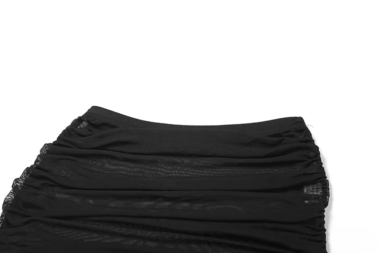 Conjunto de 2 peças feminino de malha plissada e balanço simples, frente única, top chique + mini saia franzida