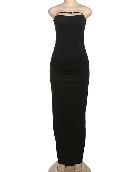 80080 Vestido sem alças para o verão 2025, nova tendência, sem costas, sexy, clube, festa