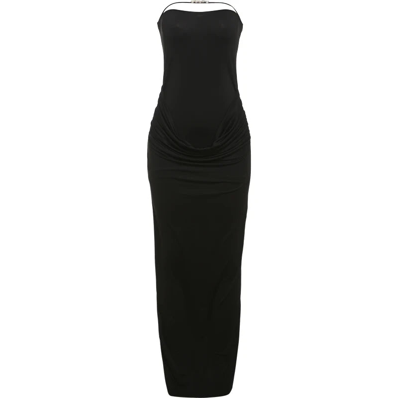 80080 Vestido sem alças para o verão 2025, nova tendência, sem costas, sexy, clube, festa