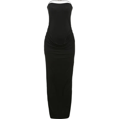 80080 Vestido sem alças para o verão 2025, nova tendência, sem costas, sexy, clube, festa