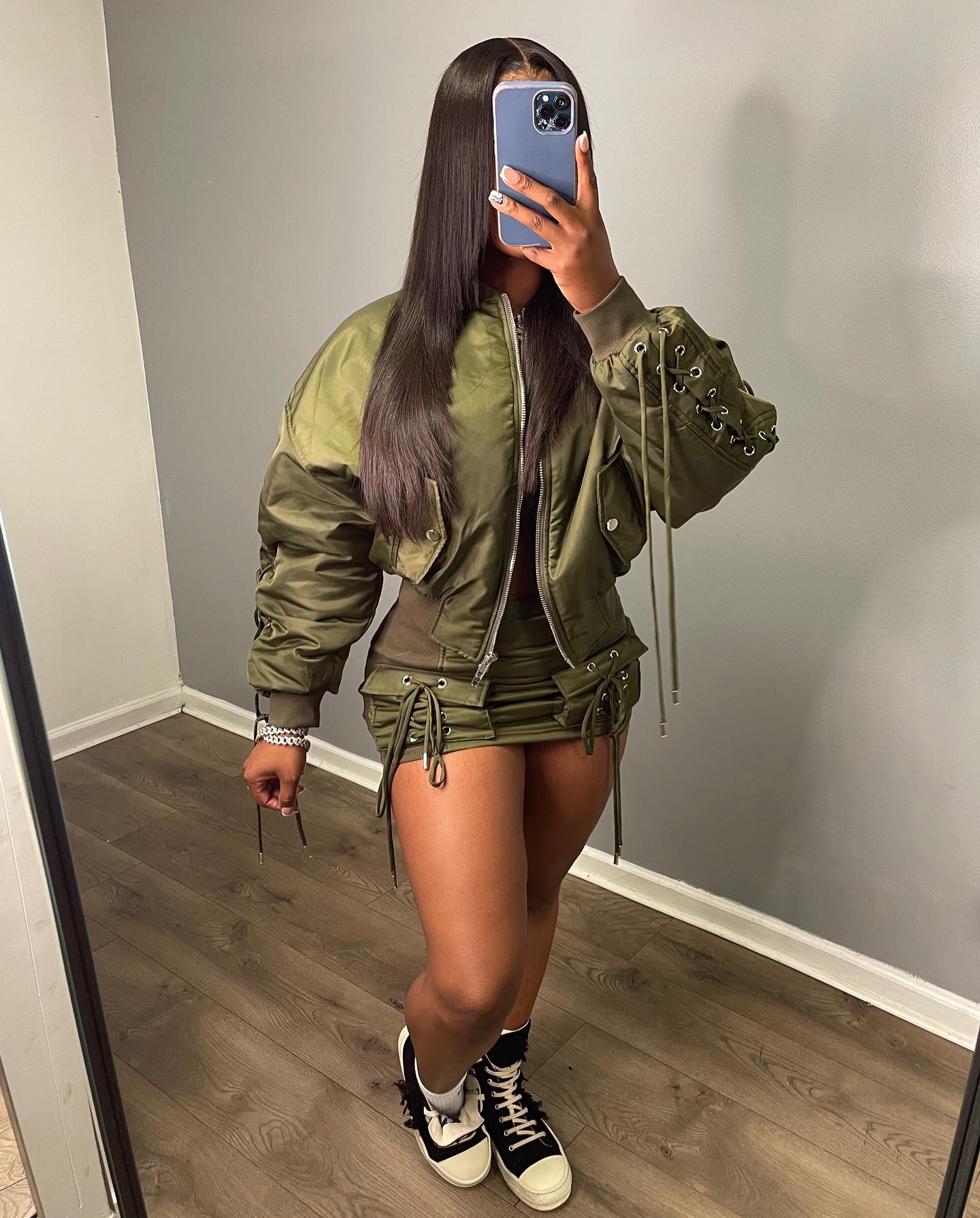 1816# coat + short skirt set