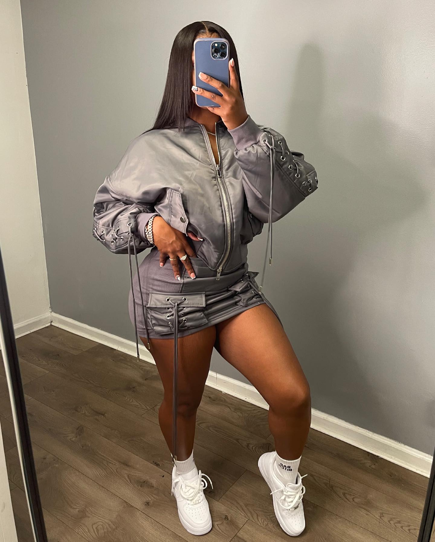 1816# coat + short skirt set