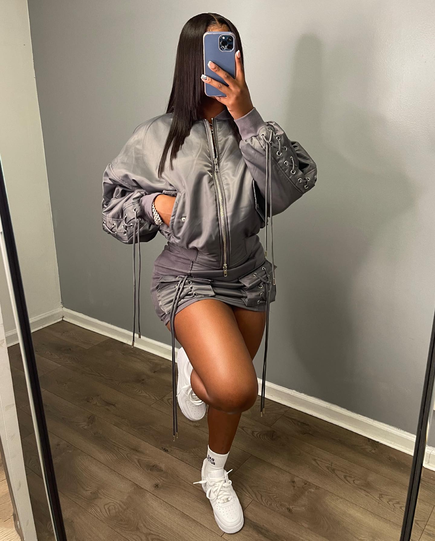 1816# coat + short skirt set