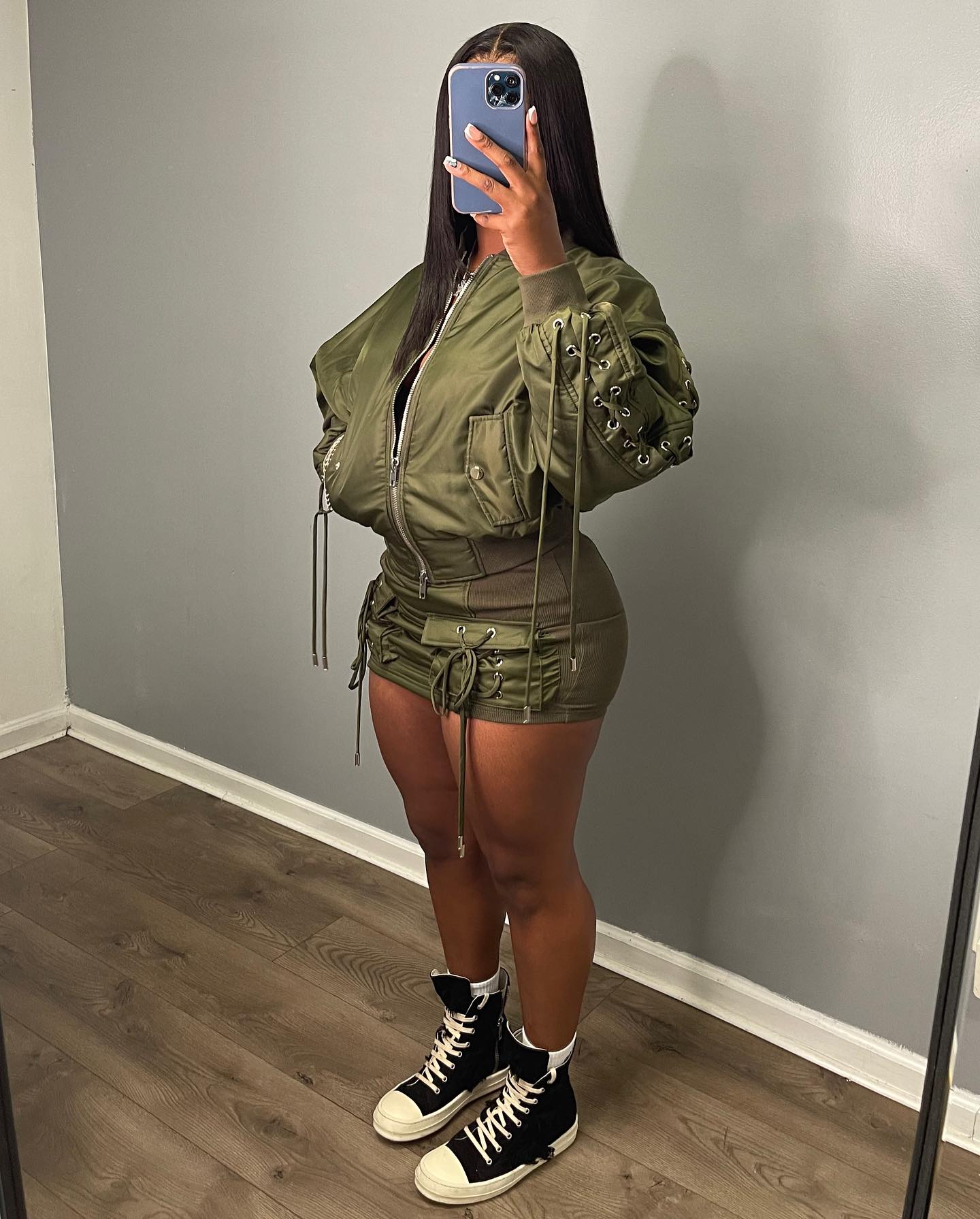 1816# coat + short skirt set