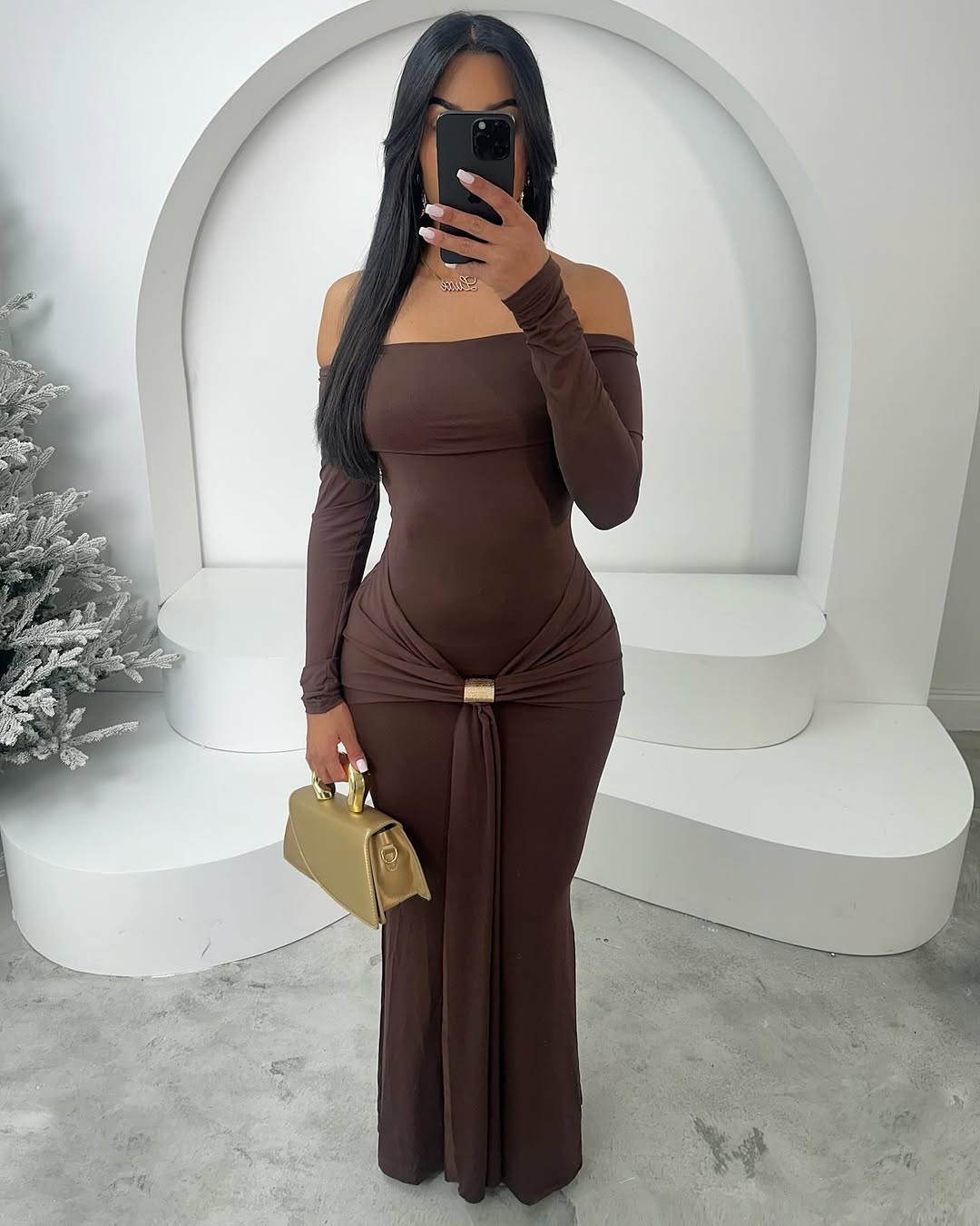 5004# vestido longo com laço a frente